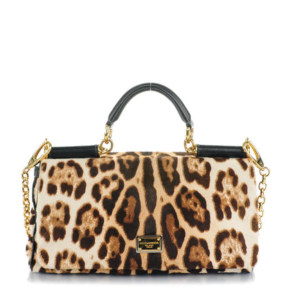Dolce & Gabbana Calf Hair Leopard Print Small Miss Sicily Satchel 1 of 6