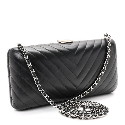 Chanel Lambskin Chevron Quilted CC Fringe Clutch Black 3 of 11