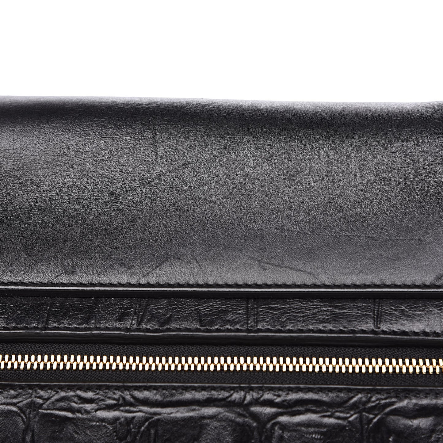 Calfskin Crocodile Embossed Small Belt Bag Black