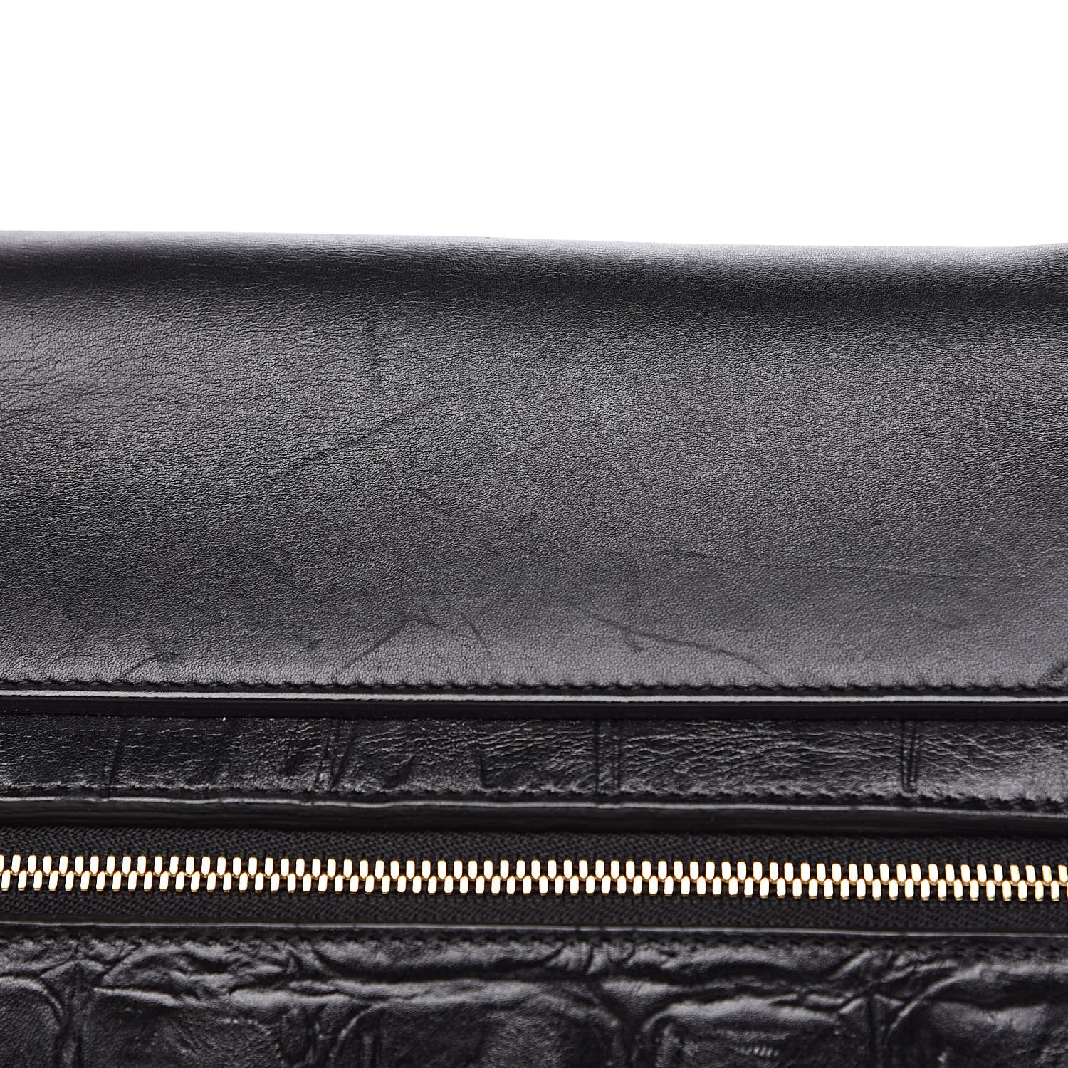 Celine Calfskin Crocodile Embossed Small Belt Bag Black 13 of 15