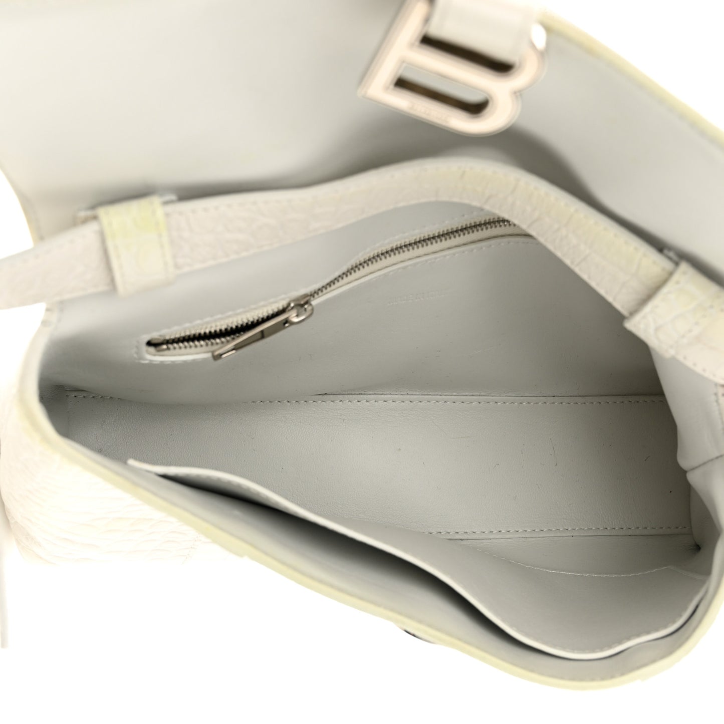 Extra Supple Calfskin Crocodile Embossed XS Downtown Shoulder Bag White