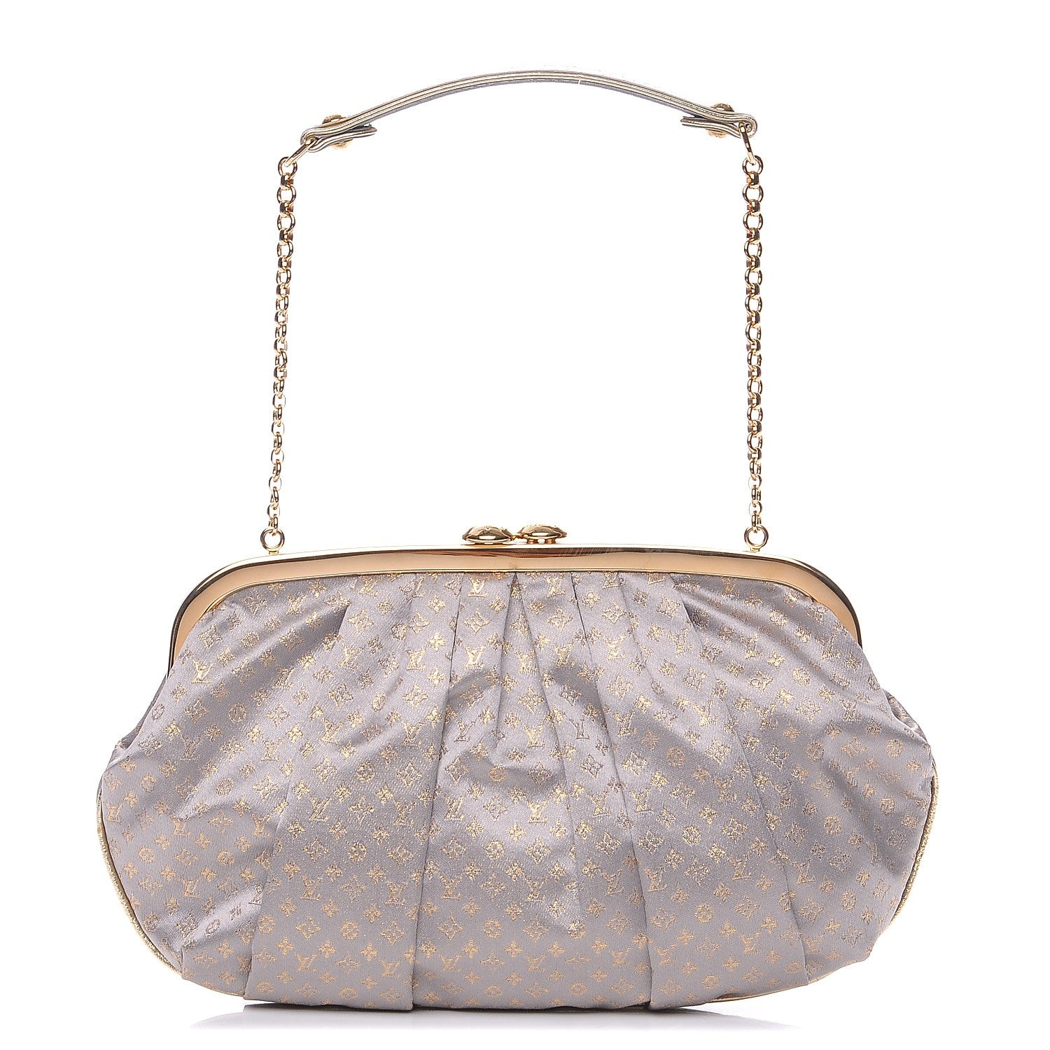Louis Vuitton Satin Monogram Aumoniere Clutch Silver 1 of 8