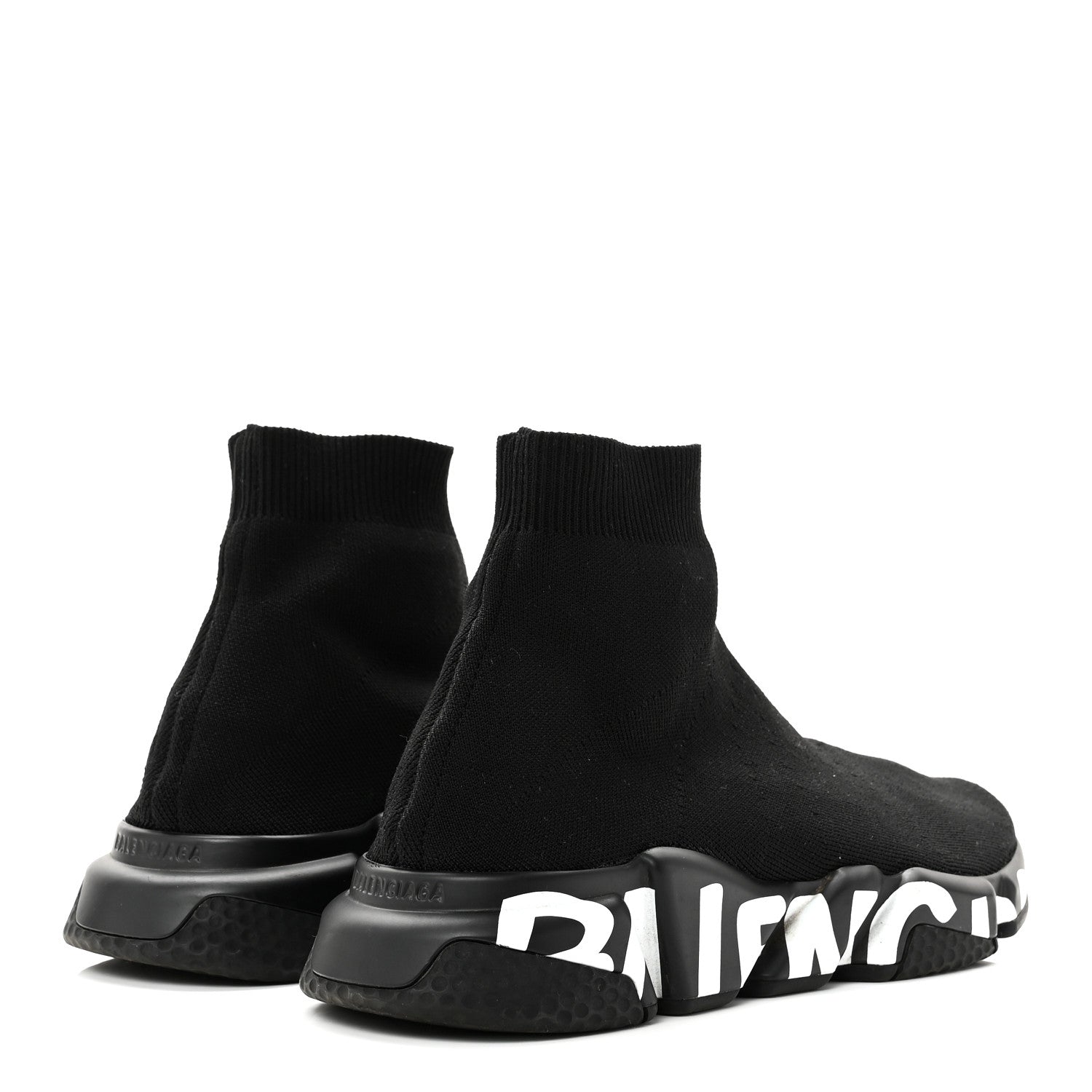 Balenciaga Neoprene Knit Mens Speed Graffiti Sneakers 43 Black White 5 of 10