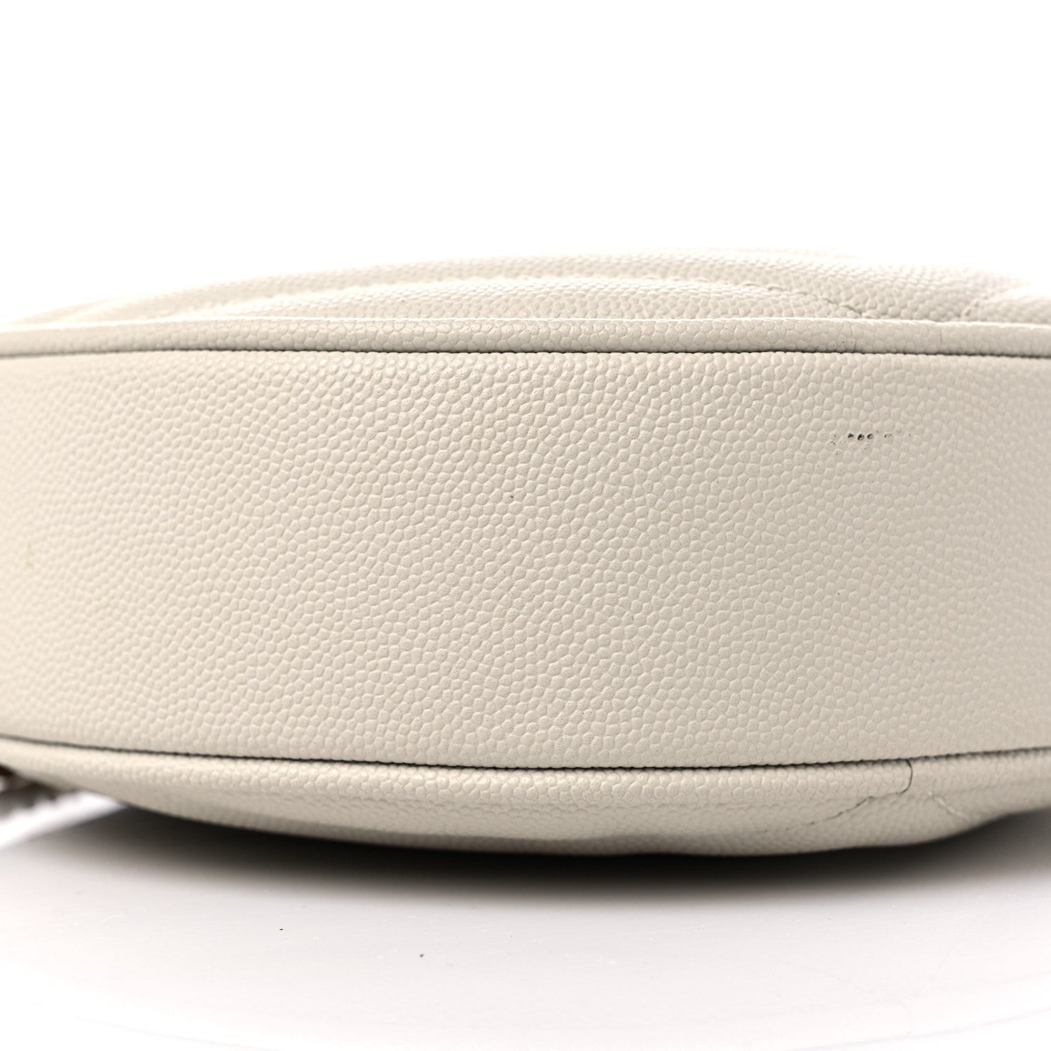 Saint Laurent Grain De Poudre Matelasse Chevron Quilted Round Vinyle Camera Bag Crema Soft 7 of 12