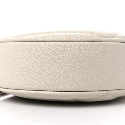 Saint Laurent Grain De Poudre Matelasse Chevron Quilted Round Vinyle Camera Bag Crema Soft 7 of 12