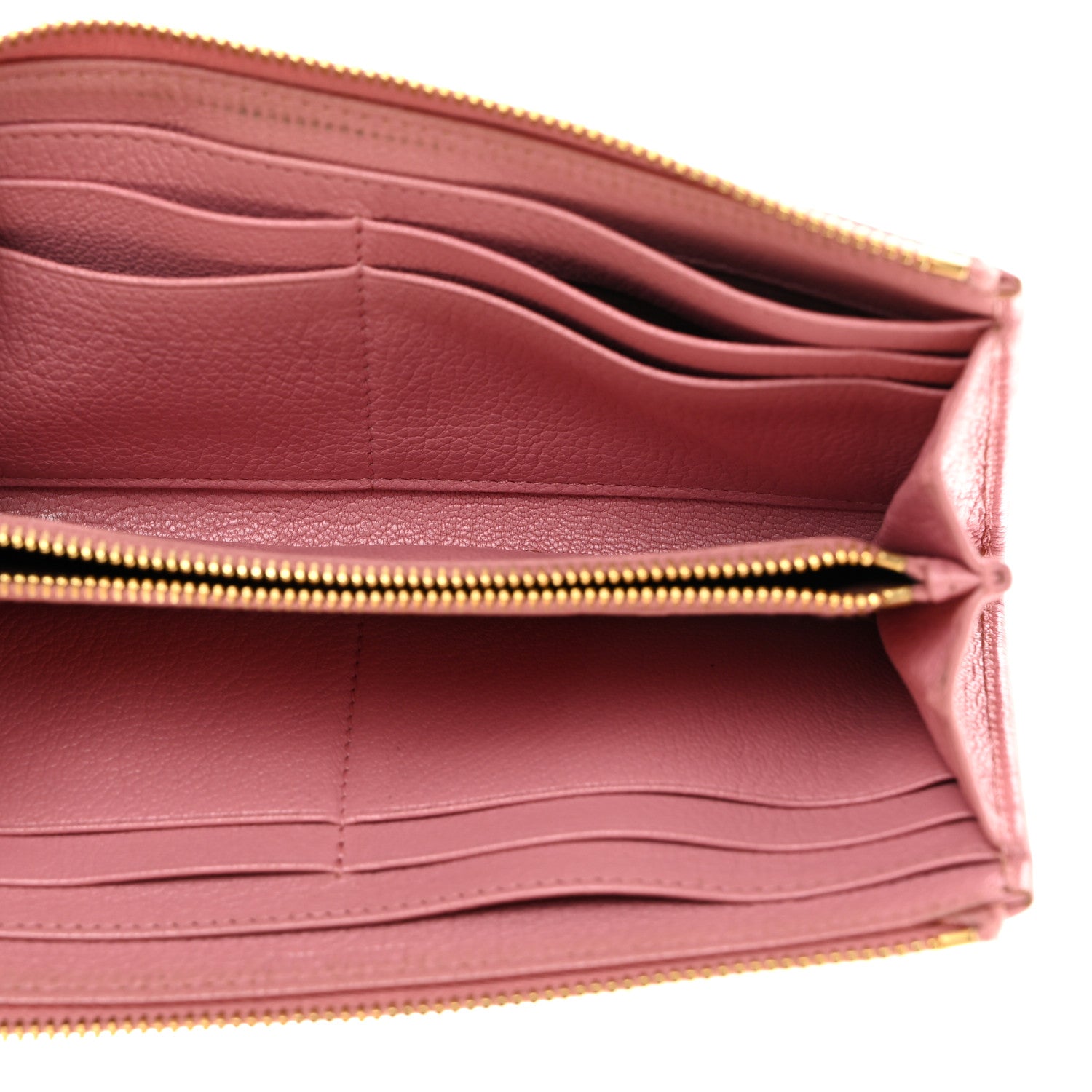 Miu Miu Goatskin Madras Zip Around Wallet Rosa 5 of 9