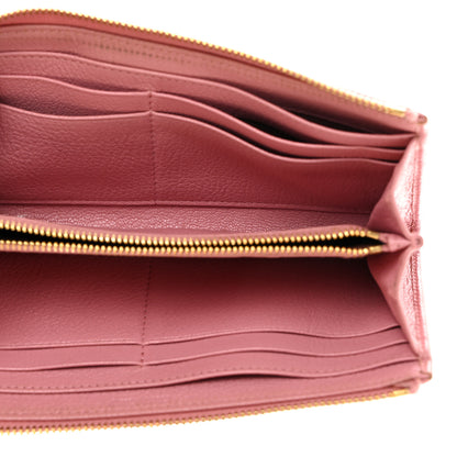 Miu Miu Goatskin Madras Zip Around Wallet Rosa 5 of 9