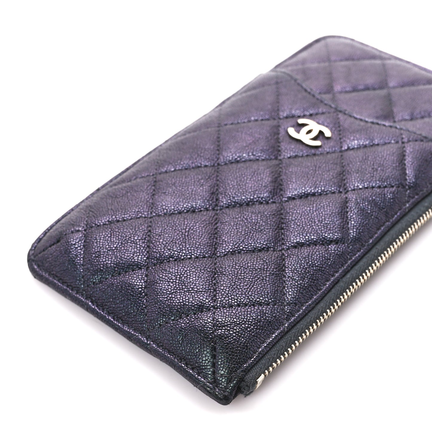 Iridescent Caviar Quilted Classic iPhone Pouch Black