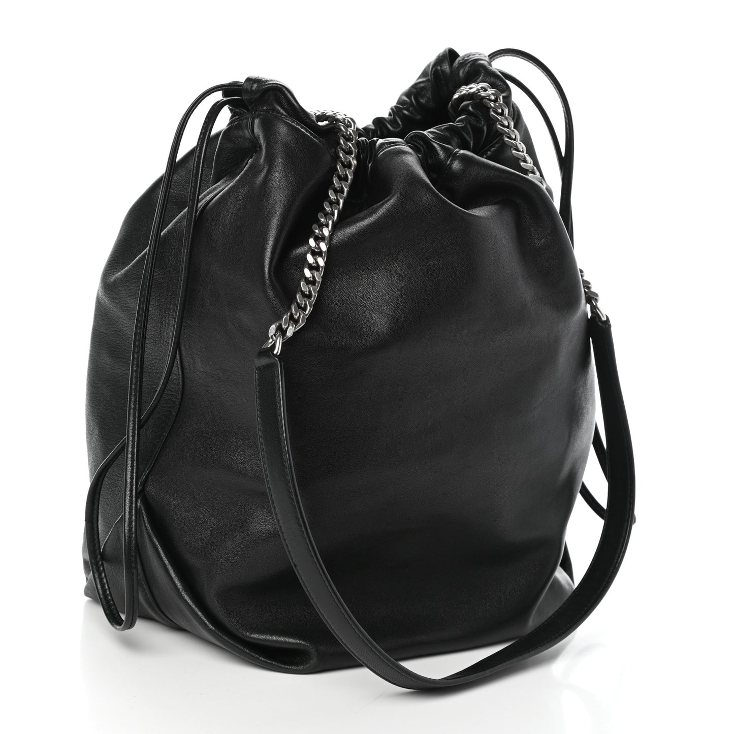 Lambskin Teddy Drawstring Bag Black