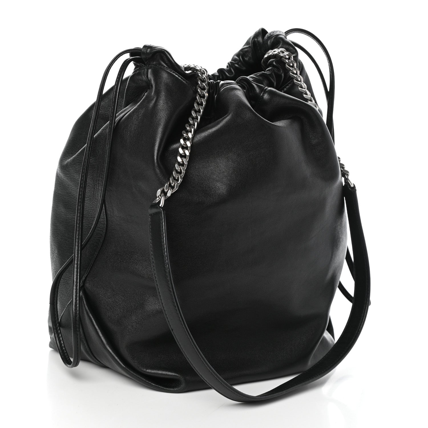 Saint Laurent Lambskin Teddy Drawstring Bag Black 3 of 8