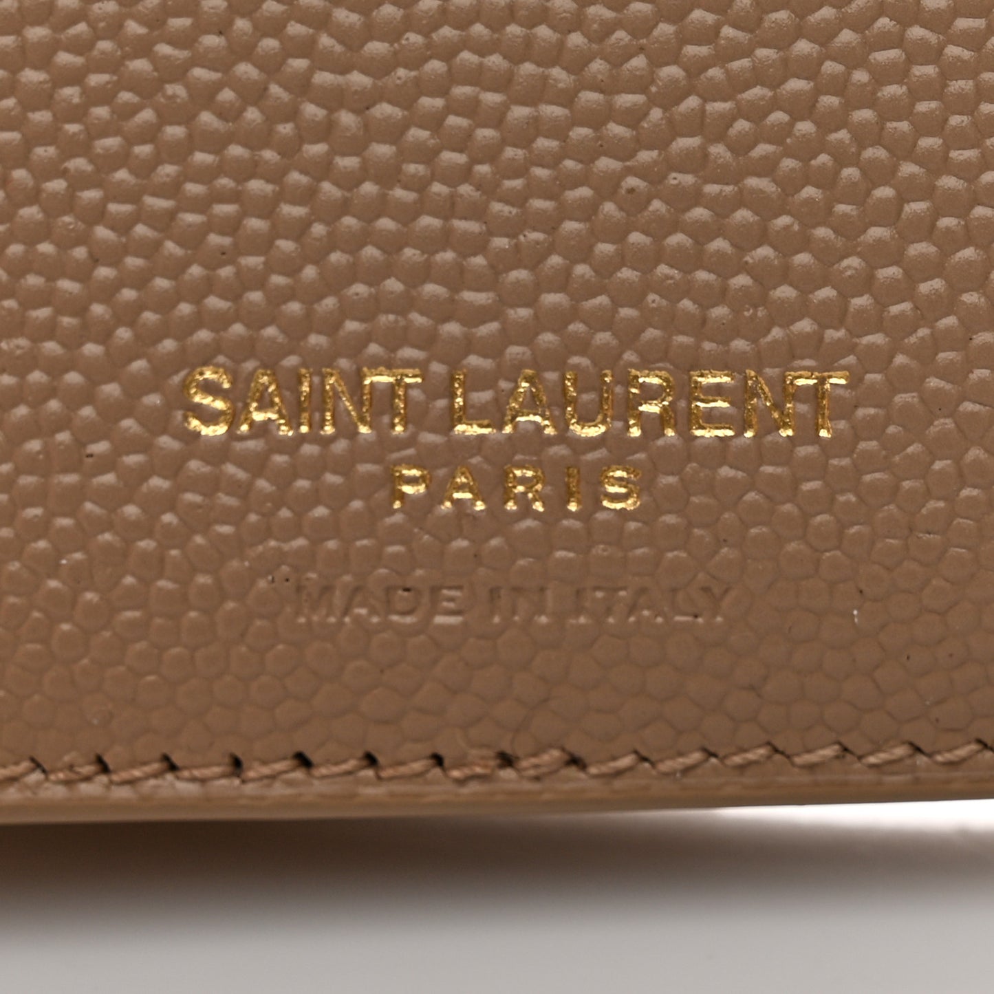 Grain De Poudre Mixed Matelasse Triquilt Monogram Compact Tri Fold Wallet Dark Beige