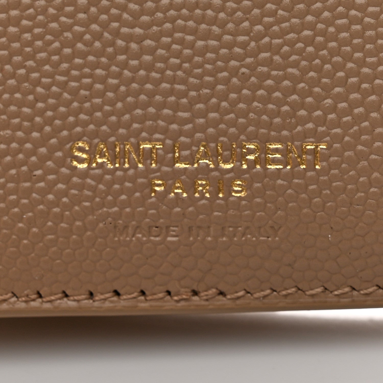 Saint Laurent Grain De Poudre Mixed Matelasse Triquilt Monogram Compact Tri Fold Wallet Dark Beige 6 of 11