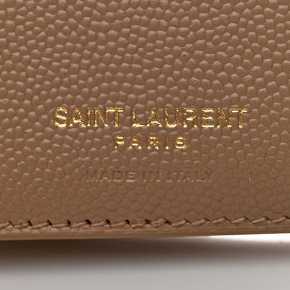 Saint Laurent Grain De Poudre Mixed Matelasse Triquilt Monogram Compact Tri Fold Wallet Dark Beige 6 of 11