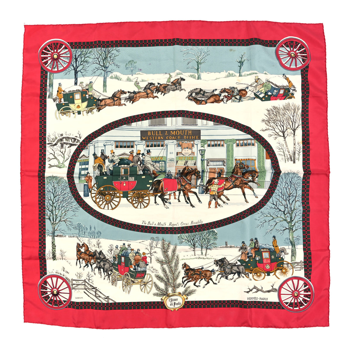 Hermes Silk L'hiver En Poste Rouge 1 of 3