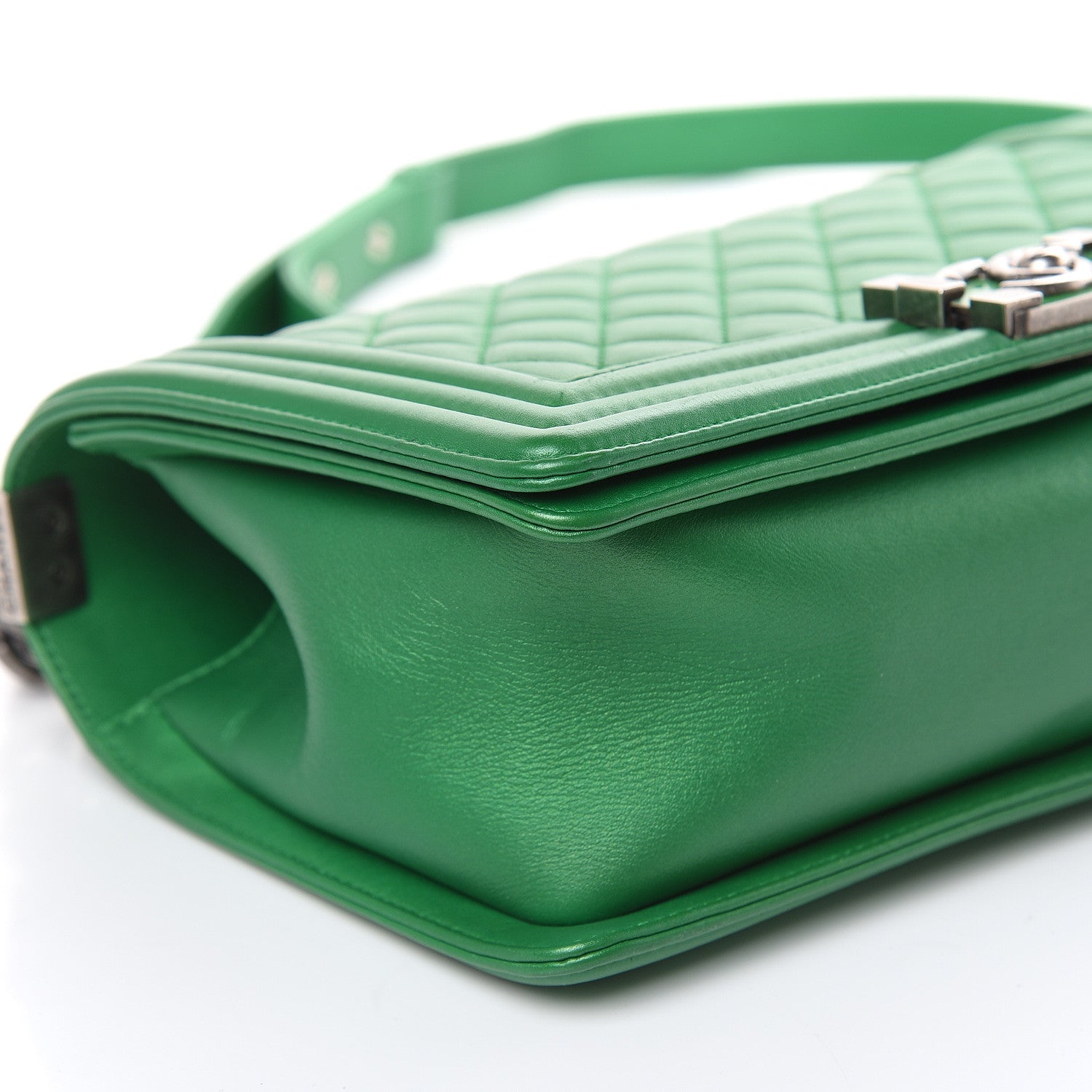 Chanel Metallic Calfskin Quilted Medium Boy Flap Green 12 of 17