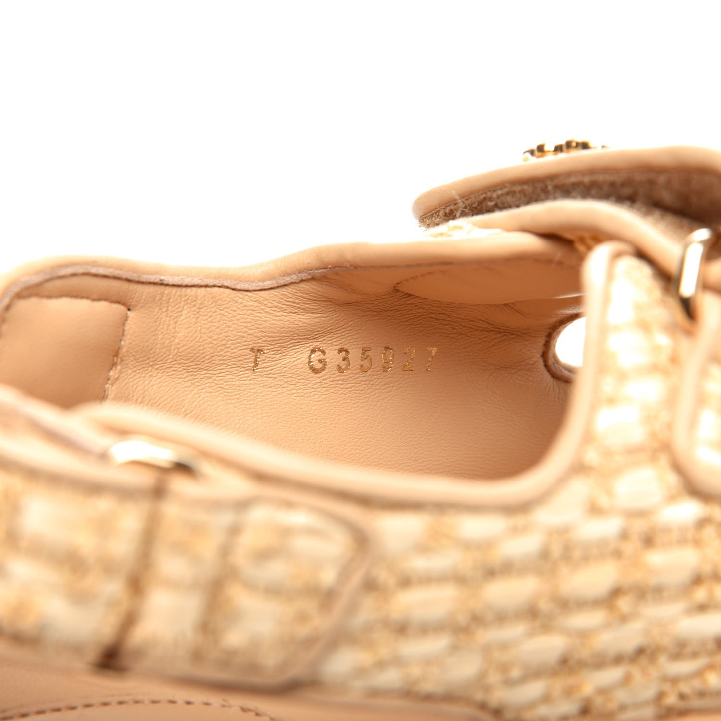 Braided Fabric Velcro Dad Sandals 37.5 Beige