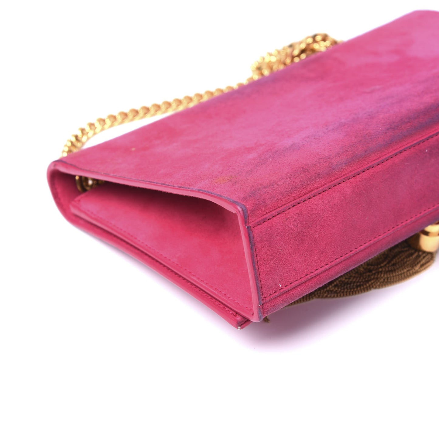 Suede Medium Monogram Kate Tassel Shoulder Bag Lipstick Fuchsia
