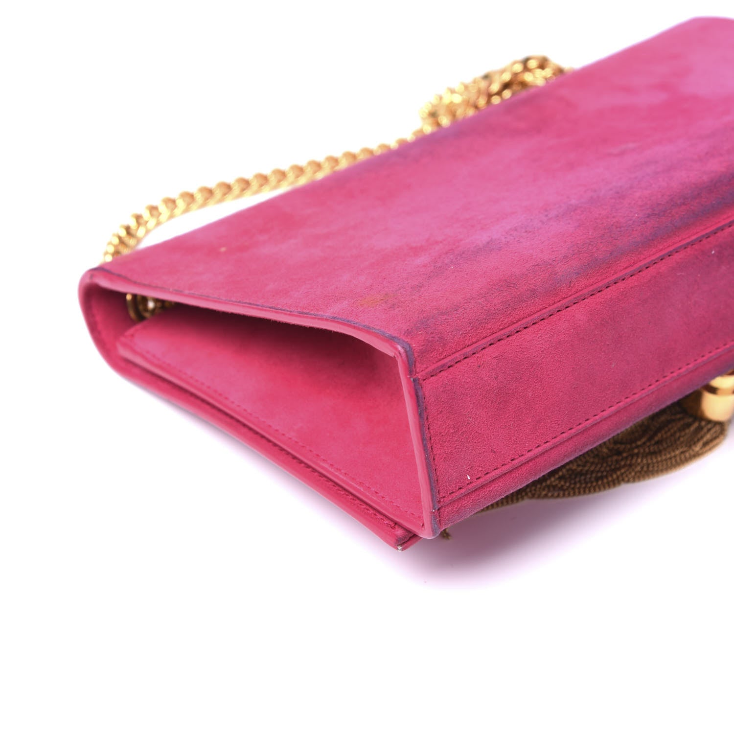 Saint Laurent Suede Medium Monogram Kate Tassel Shoulder Bag Lipstick Fuchsia 7 of 13