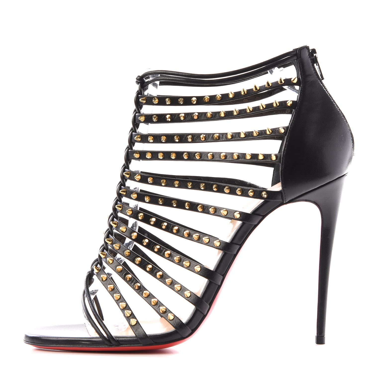 Christian Louboutin Kid Millaclou 100 Cage Sandals 38.5 Black 1 of 9