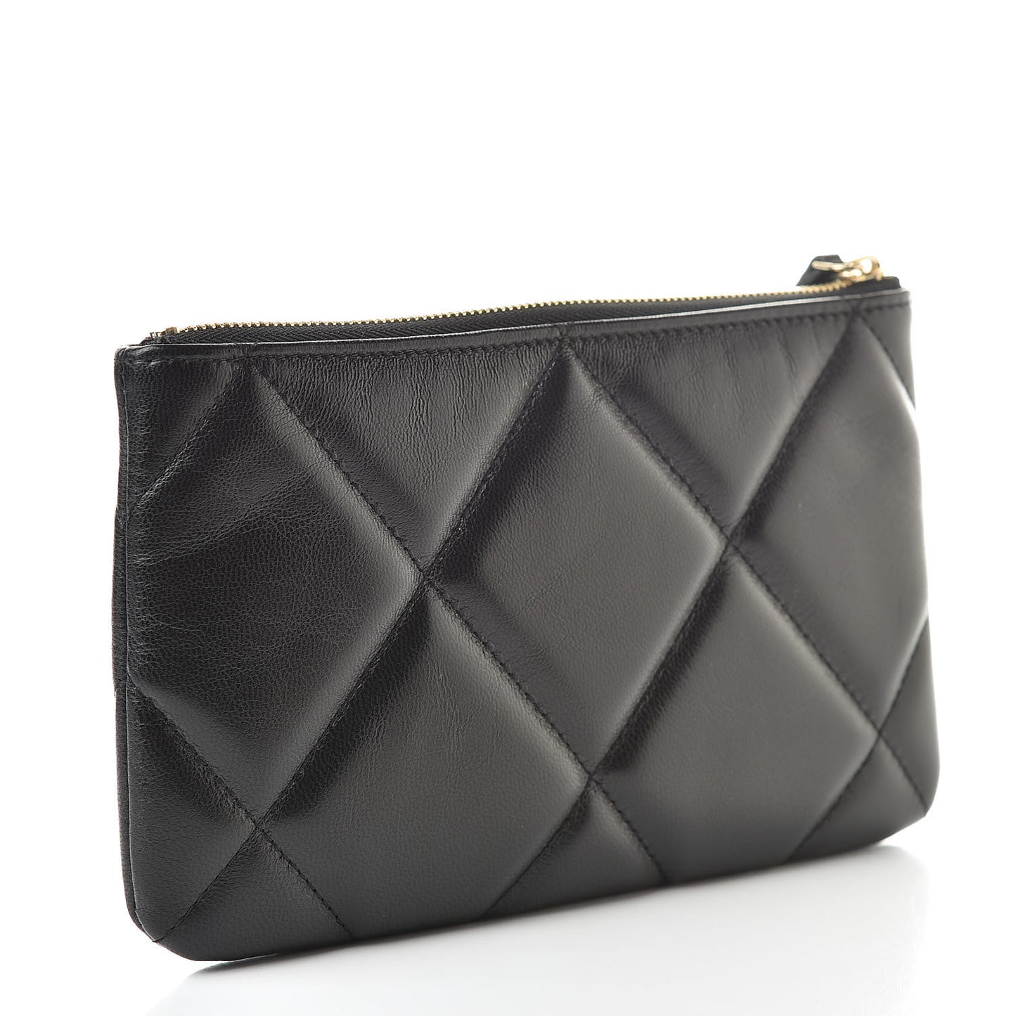 Goatskin Quilted 19 Cosmetic Case Black