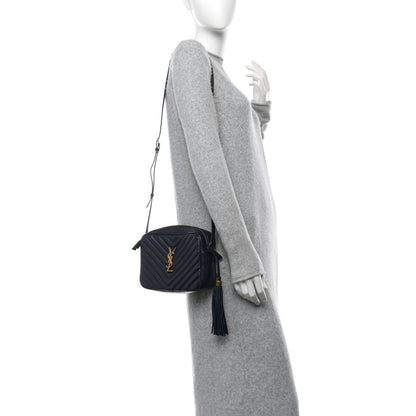 Saint Laurent Calfskin Matelasse Monogram Lou Camera Bag Deep Marine 3 of 11