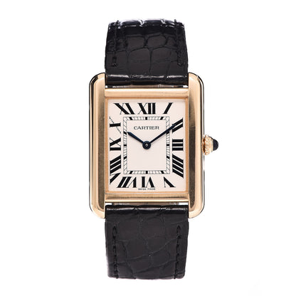 Cartier Stainless Steel 18K Yellow Gold Alligator 24mm Tank Solo Quartz Watch 1 of 10