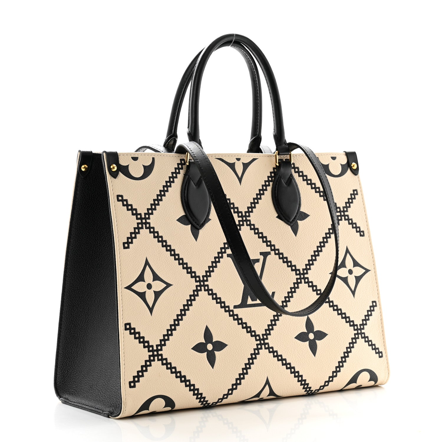 Louis Vuitton Empreinte Monogram Giant Broderies Onthego MM Cream Black 3 of 11