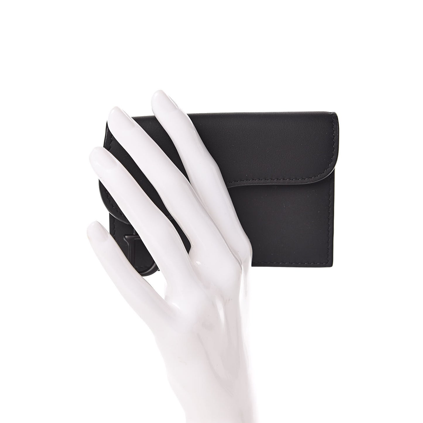 Ultra Matte Calfskin Saddle Card Holder Black