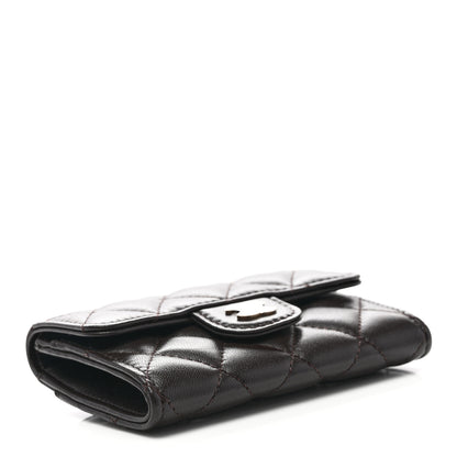 Chanel Lambskin Quilted Flap Card Holder Wallet Dark Brown 4 of 8