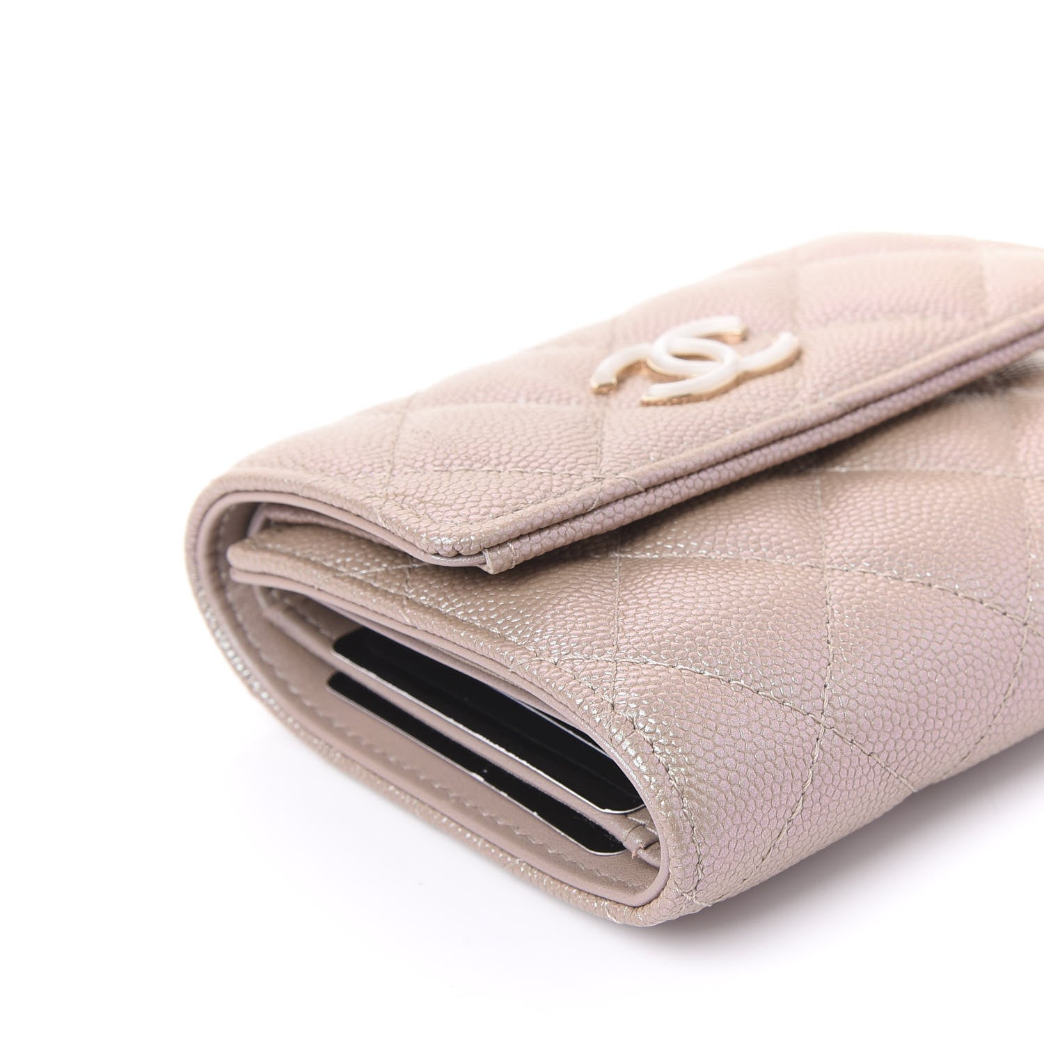 Chanel Iridescent Caviar Quilted Small Flap Wallet Beige 8 of 10