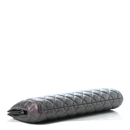 Chanel Iridescent Lambskin Quilted Clutch Dark Purple 4 of 8