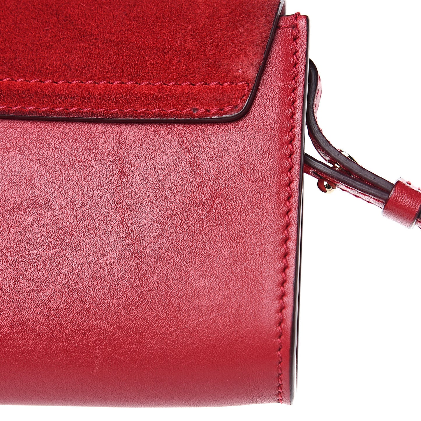 Suede Calfskin Mini Faye Shoulder Bag Tulip Red