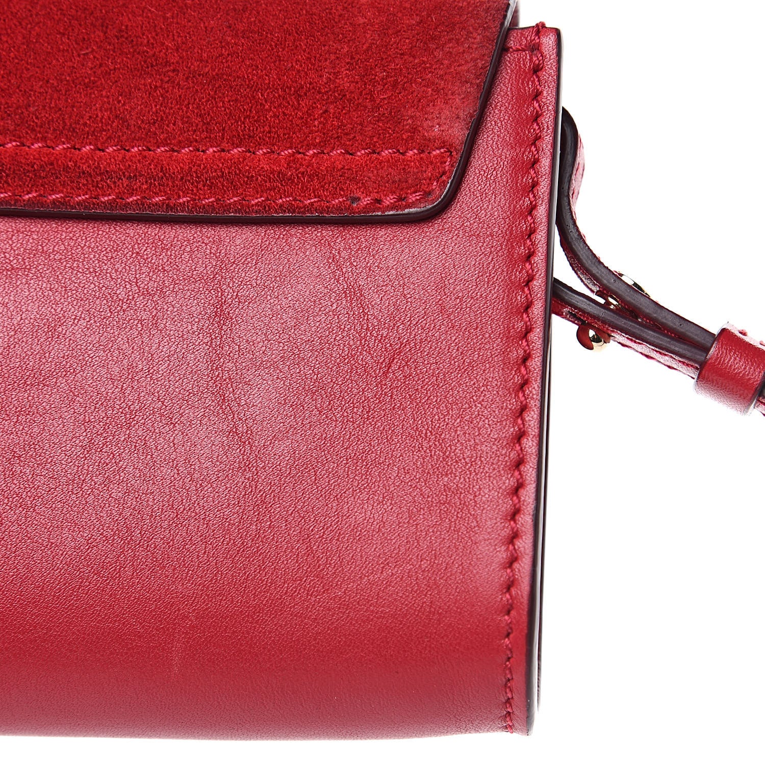 Chloe Suede Calfskin Mini Faye Shoulder Bag Tulip Red 12 of 13
