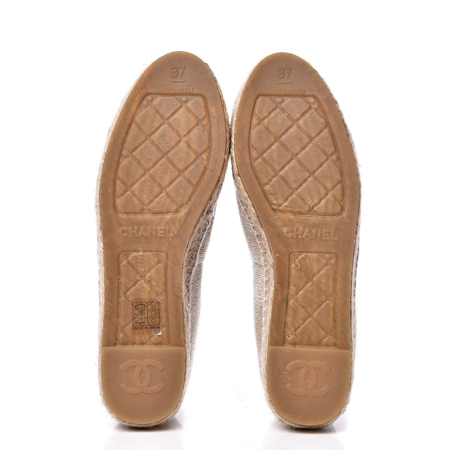 Chanel Linen Sequin CC Espadrilles 37 Beige Black 6 of 11