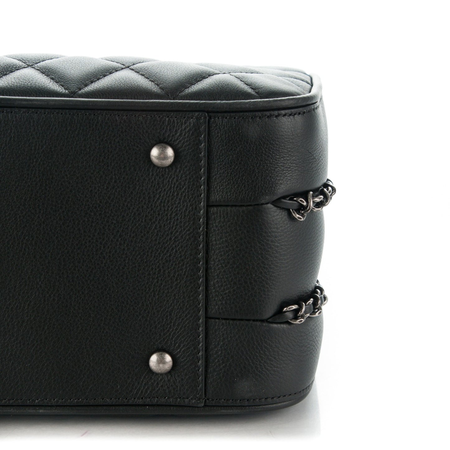 Calfskin Quilted Frame In Chain Tote Black