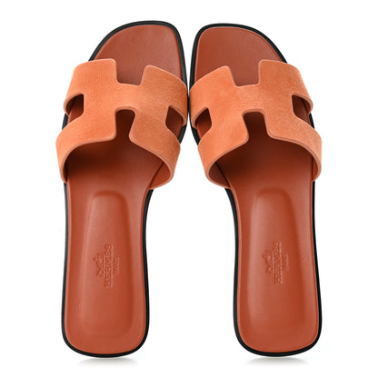 Hermes Suede Goatskin Oran Sandals 38 Rose Bois De Santal 2 of 10