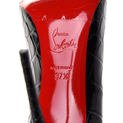 Christian Louboutin Calfskin Crocodile Embossed Pigalle Follies 120 Pumps 37.5 Black 18 of 20