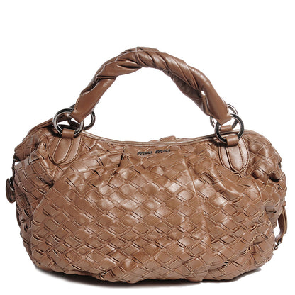 Miu Miu Woven Leather Hobo 1 of 9