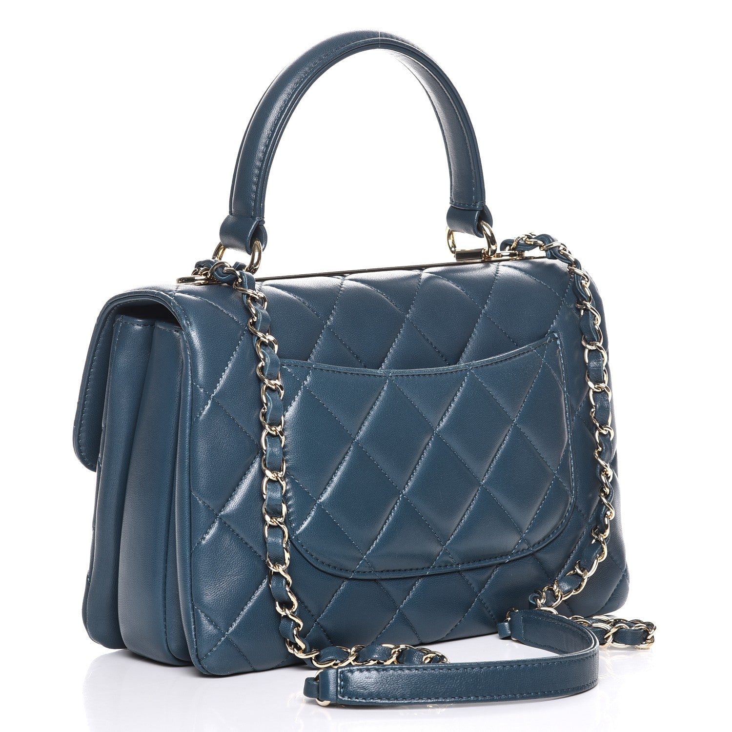 Chanel Lambskin Quilted Small Trendy CC Flap Dual Handle Bag Blue 3 of 8