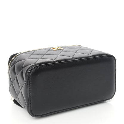 Chanel Lambskin Quilted Small Top Handle Vanity Case With Chain Black 4 of 9