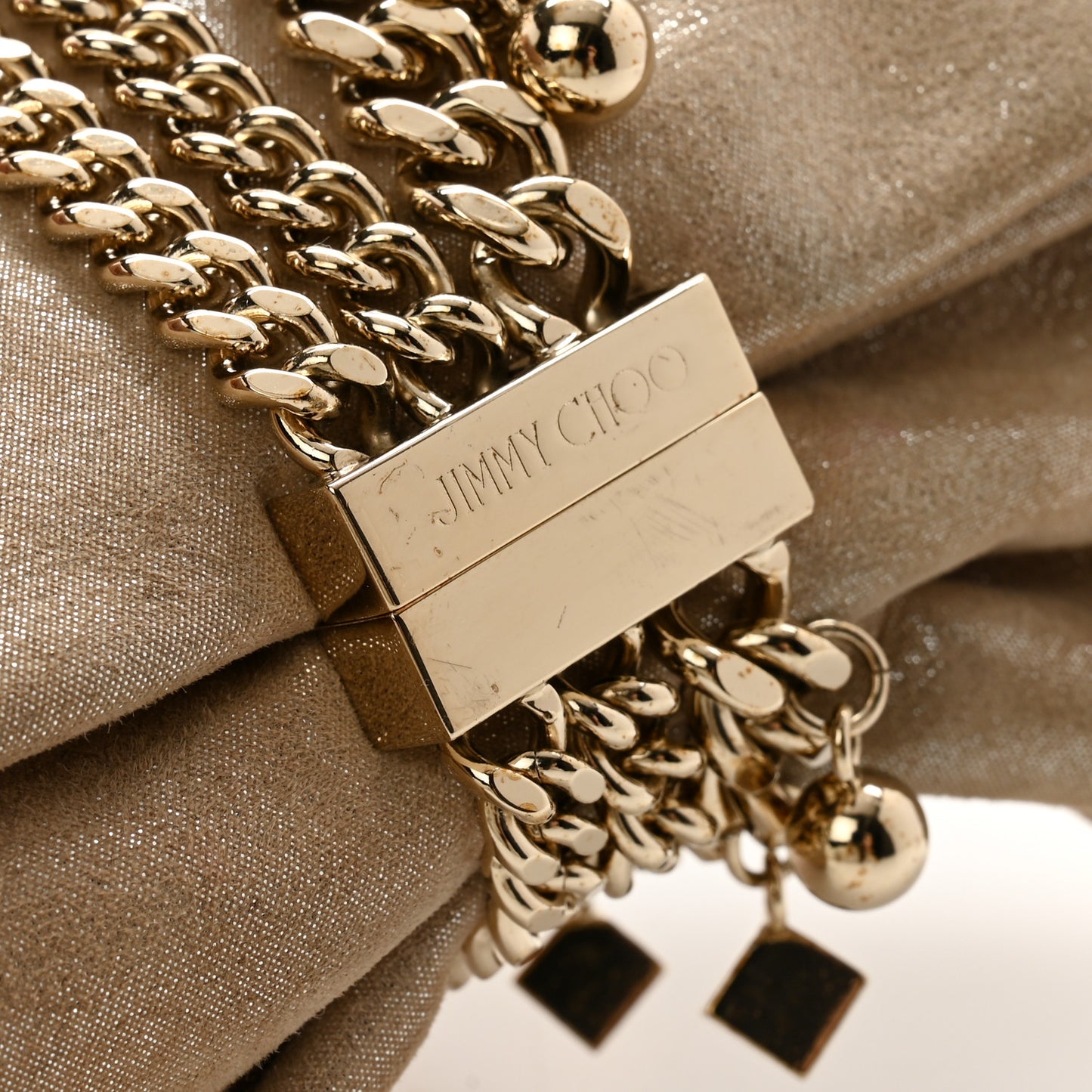 Shimmer Suede Chandra Clutch Sand