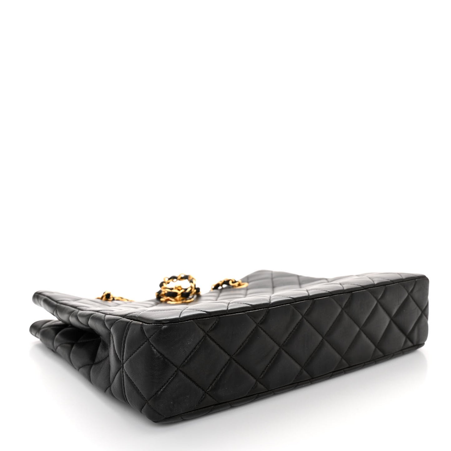 Lambskin Quilted Shopping Tote Black