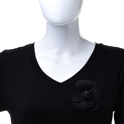 Chanel Tweed Camellia Pin Brooch Navy Blue 2 of 4