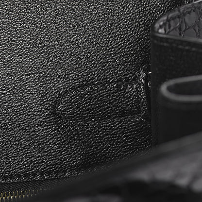 Hermes Shiny Porosus Crocodile Birkin 35 Black 19 of 32