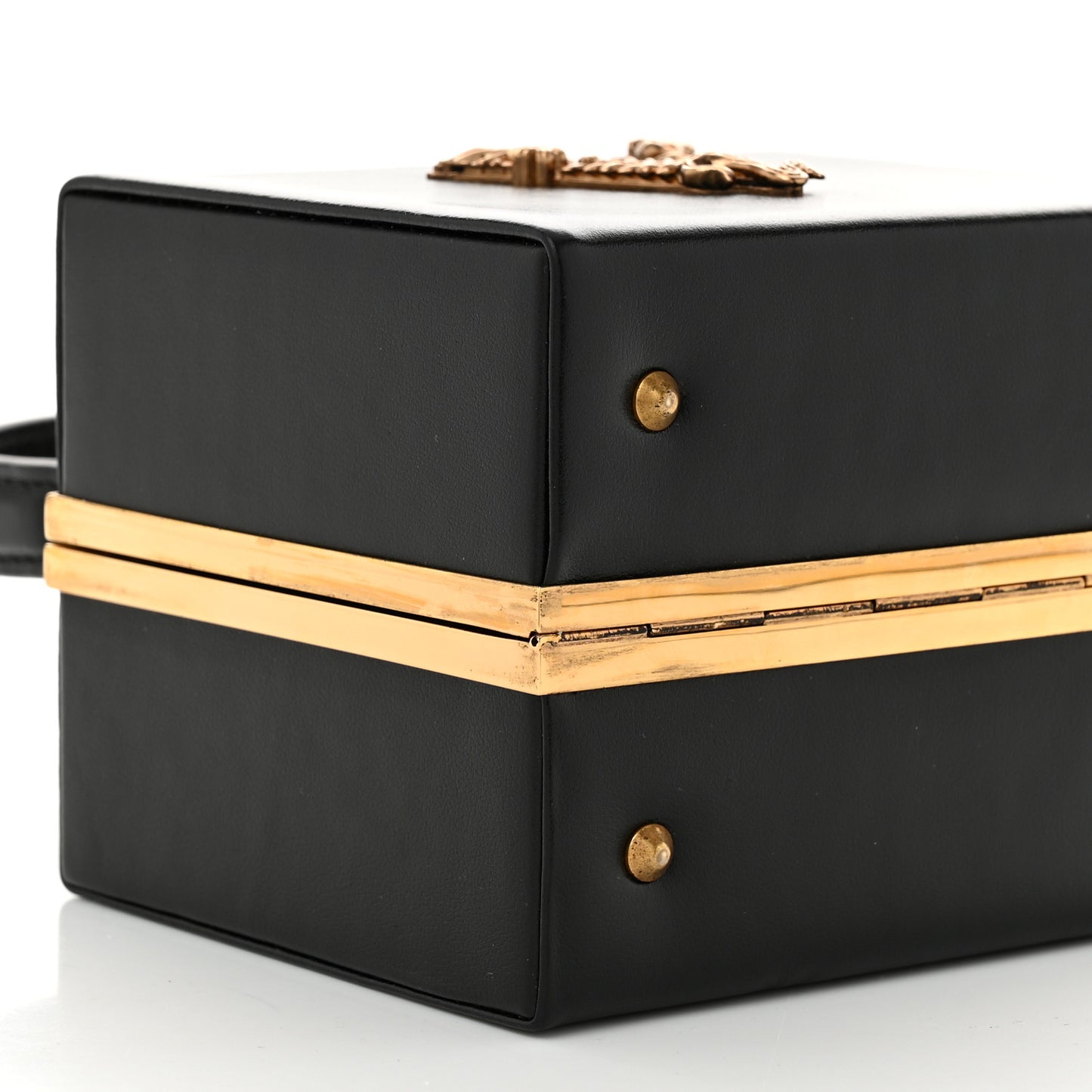 Calfskin Virtus Square Shoulder Bag Black