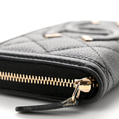 Chanel Caviar Quilted Medium Filigree Zip Around Wallet Black 10 of 11