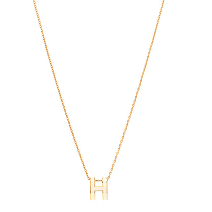 Hermes Lacquered Gold Pop H Pendant Necklace White 1 of 7