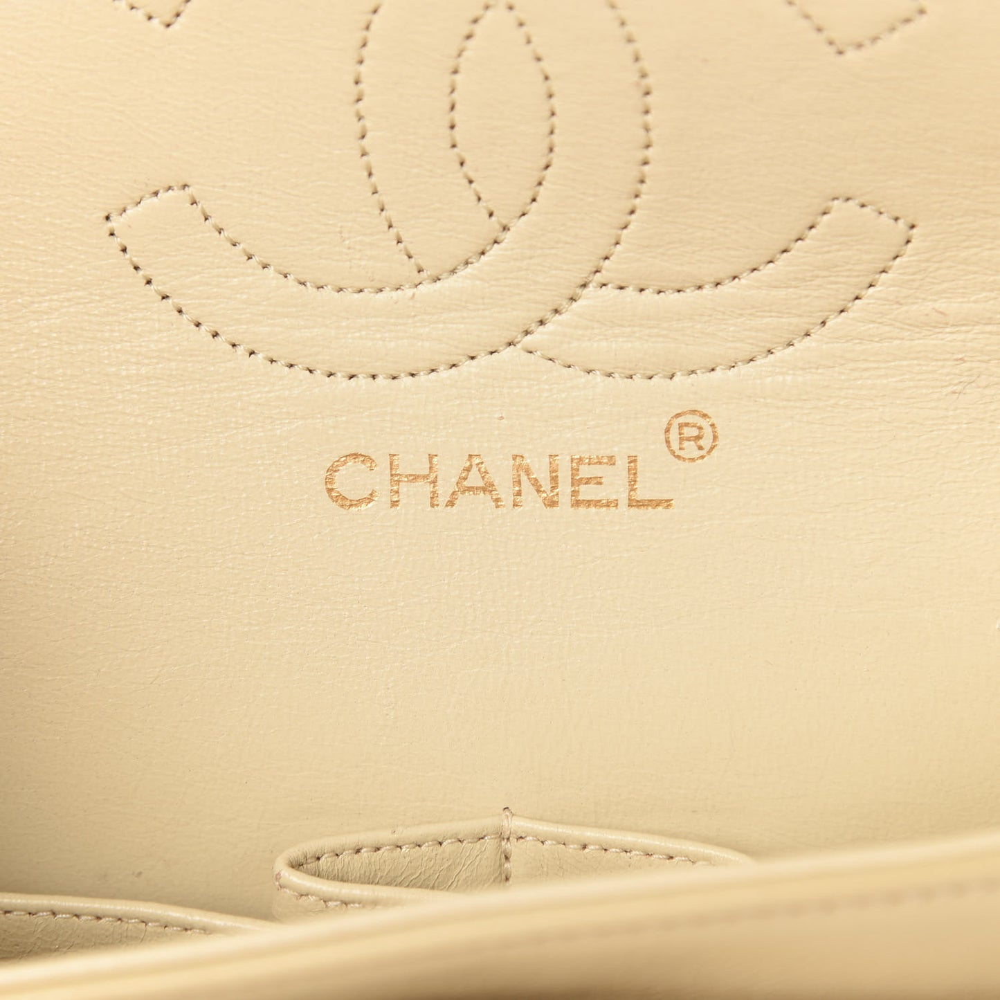 Lambskin Quilted Medium Double Flap Beige