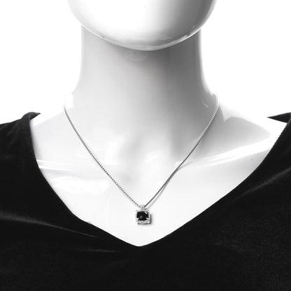 David Yurman Sterling Silver Diamond Black Onyx 9mm Chatelaine Pave Bezel Pendant Necklace 2 of 5
