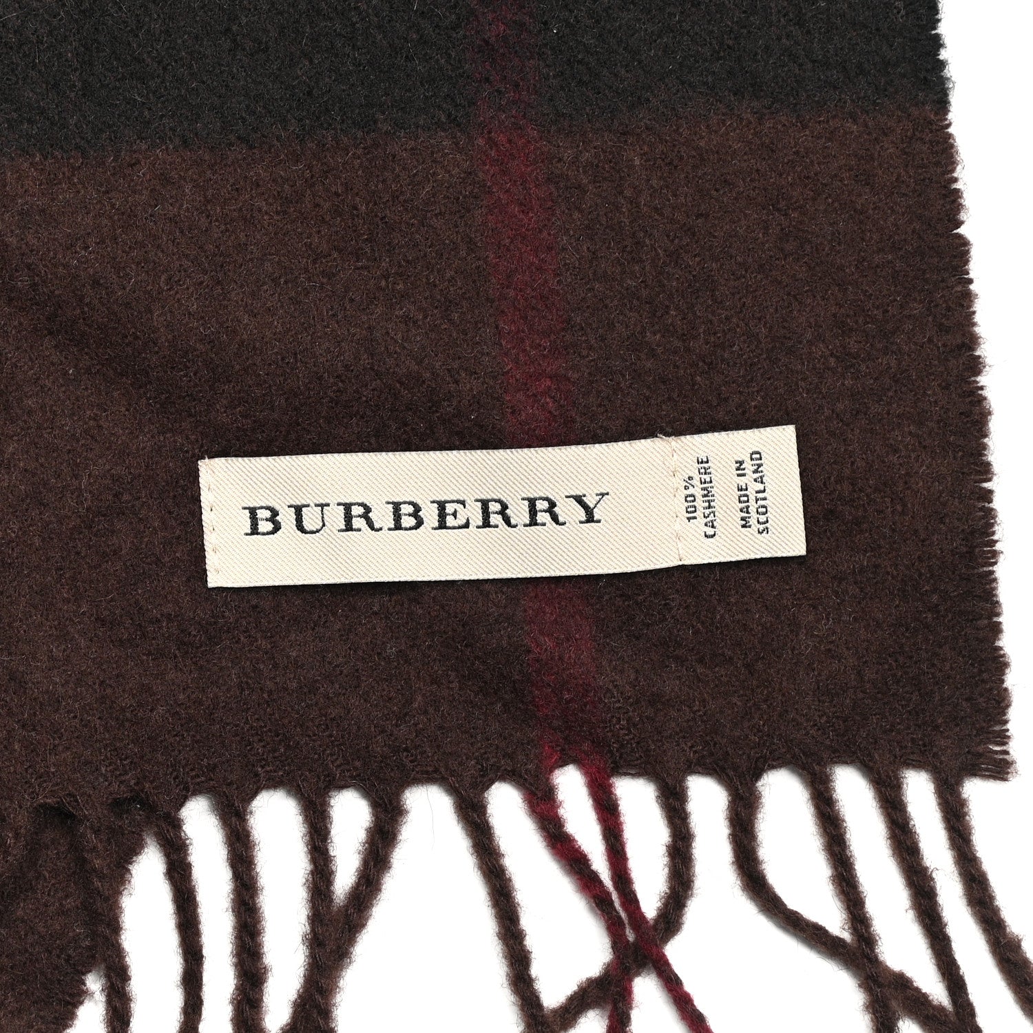 Burberry Cashmere Giant Check Fringe Scarf Dark Brown 3 of 3